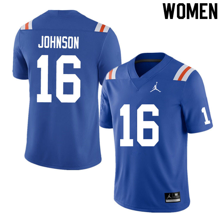 Women #16 Tre'Vez Johnson Florida Gators College Football Jerseys Sale-Throwback - Click Image to Close